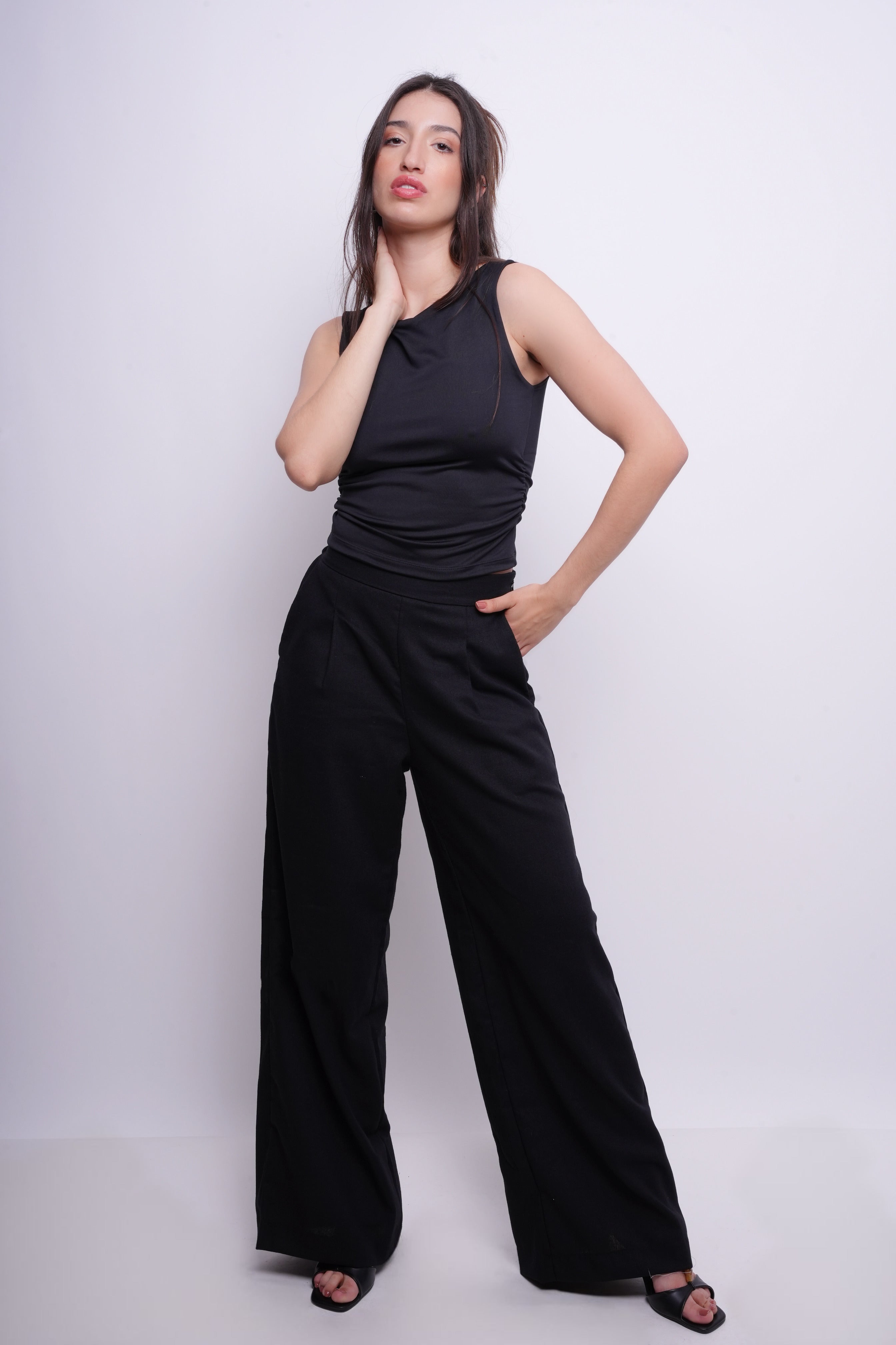 Calça Alfaiataria com Linho Preta – Saby Brand