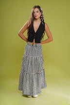 Saia Midi Camadas Xadrez