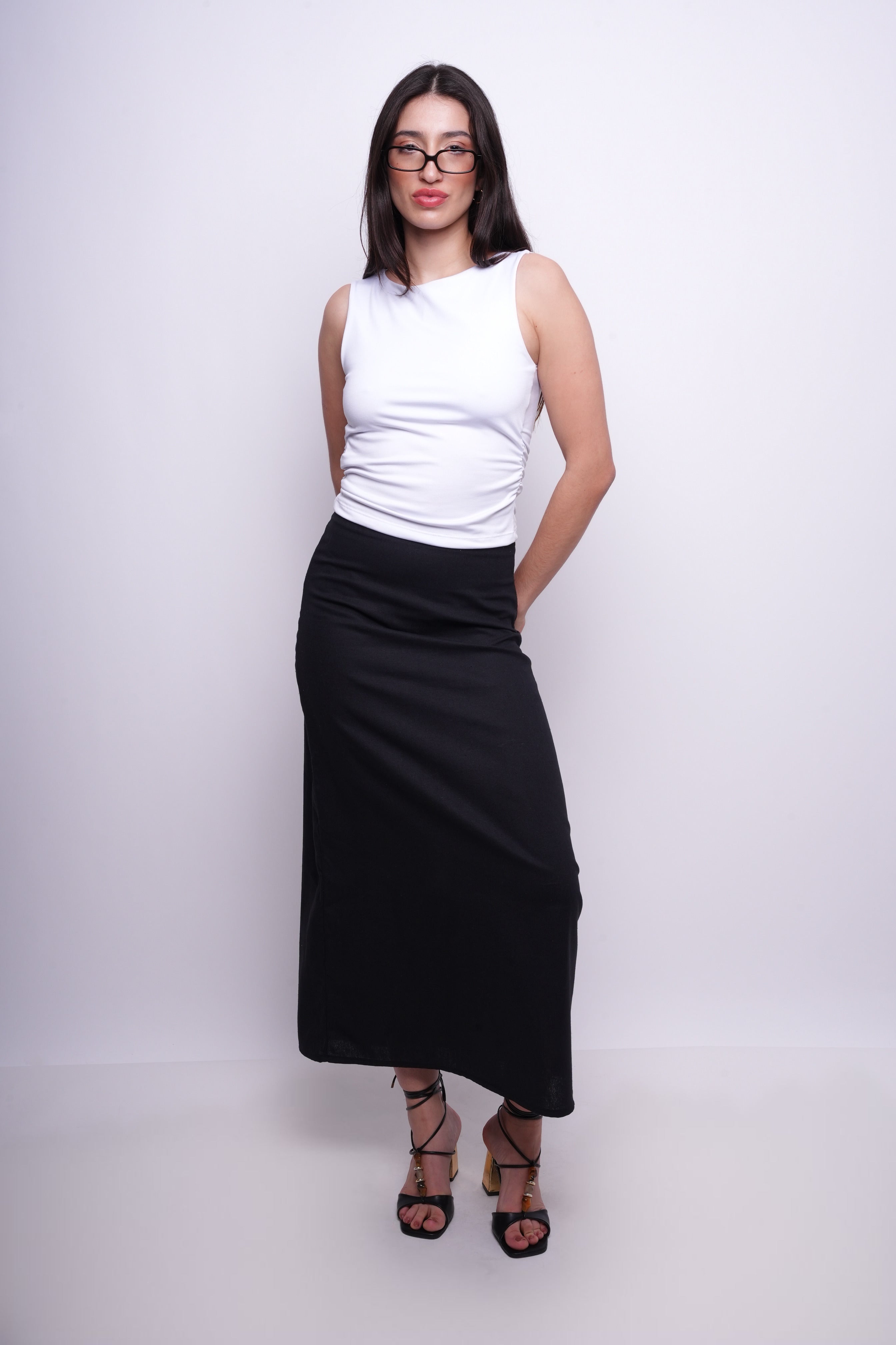 Saia Alongada com Linho