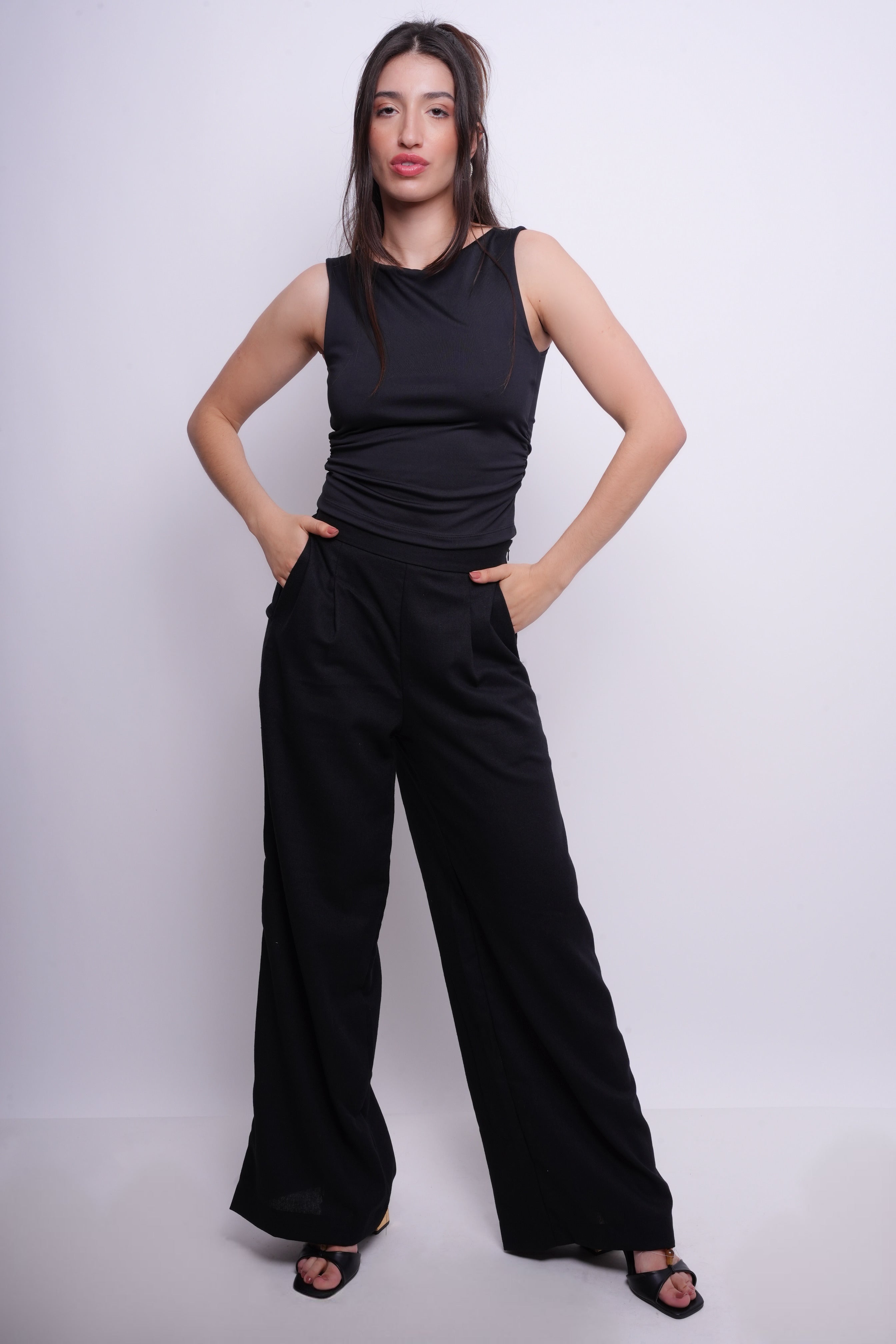 Calça Alfaiataria com Linho Preta