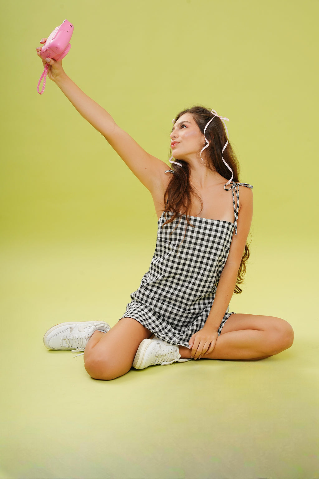 Vestido Curto Laços Xadrez