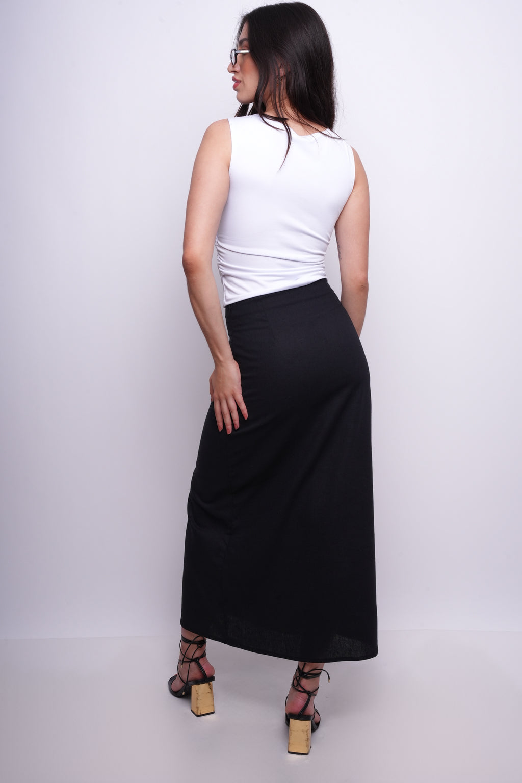 Saia Alongada com Linho