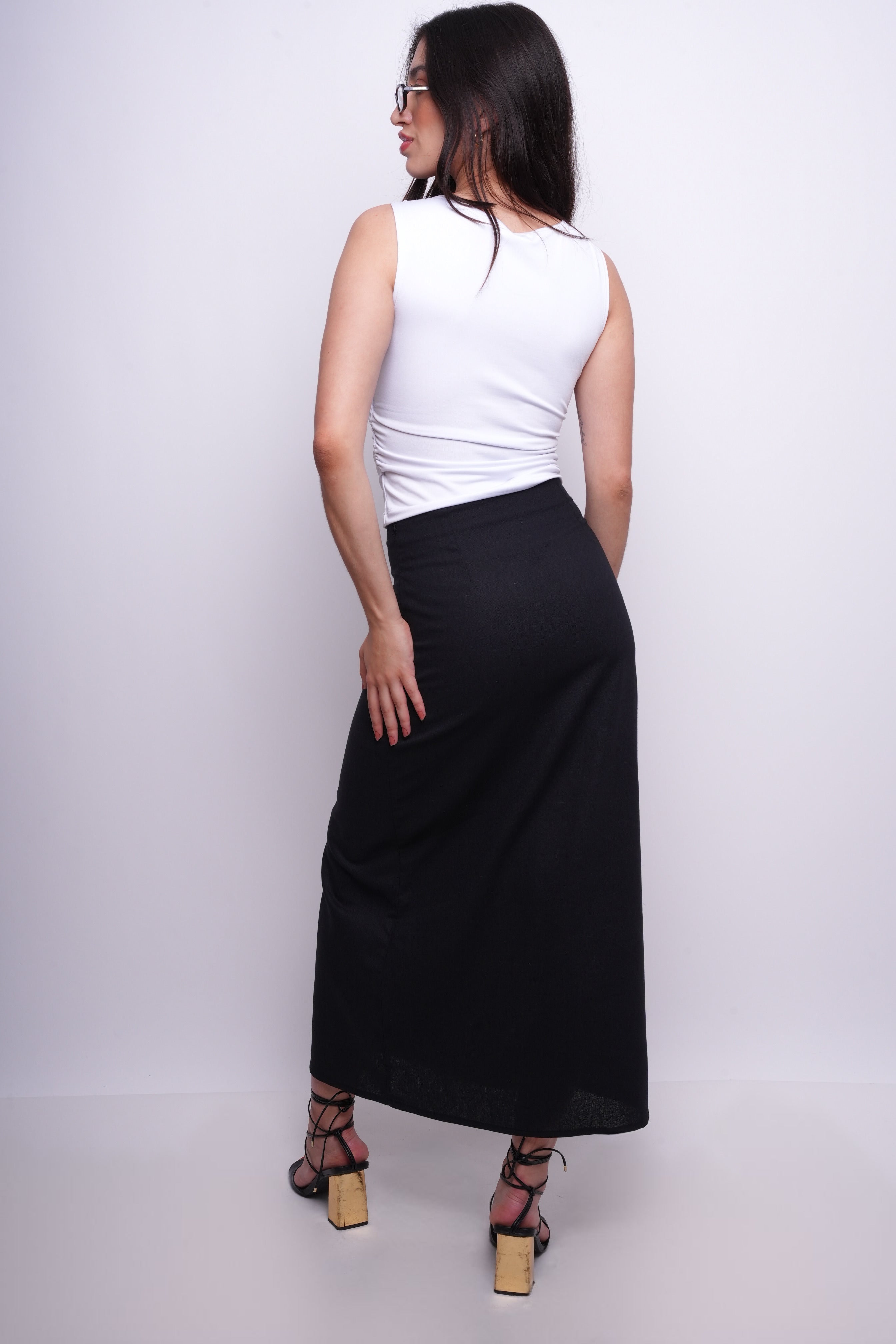 Saia Alongada com Linho