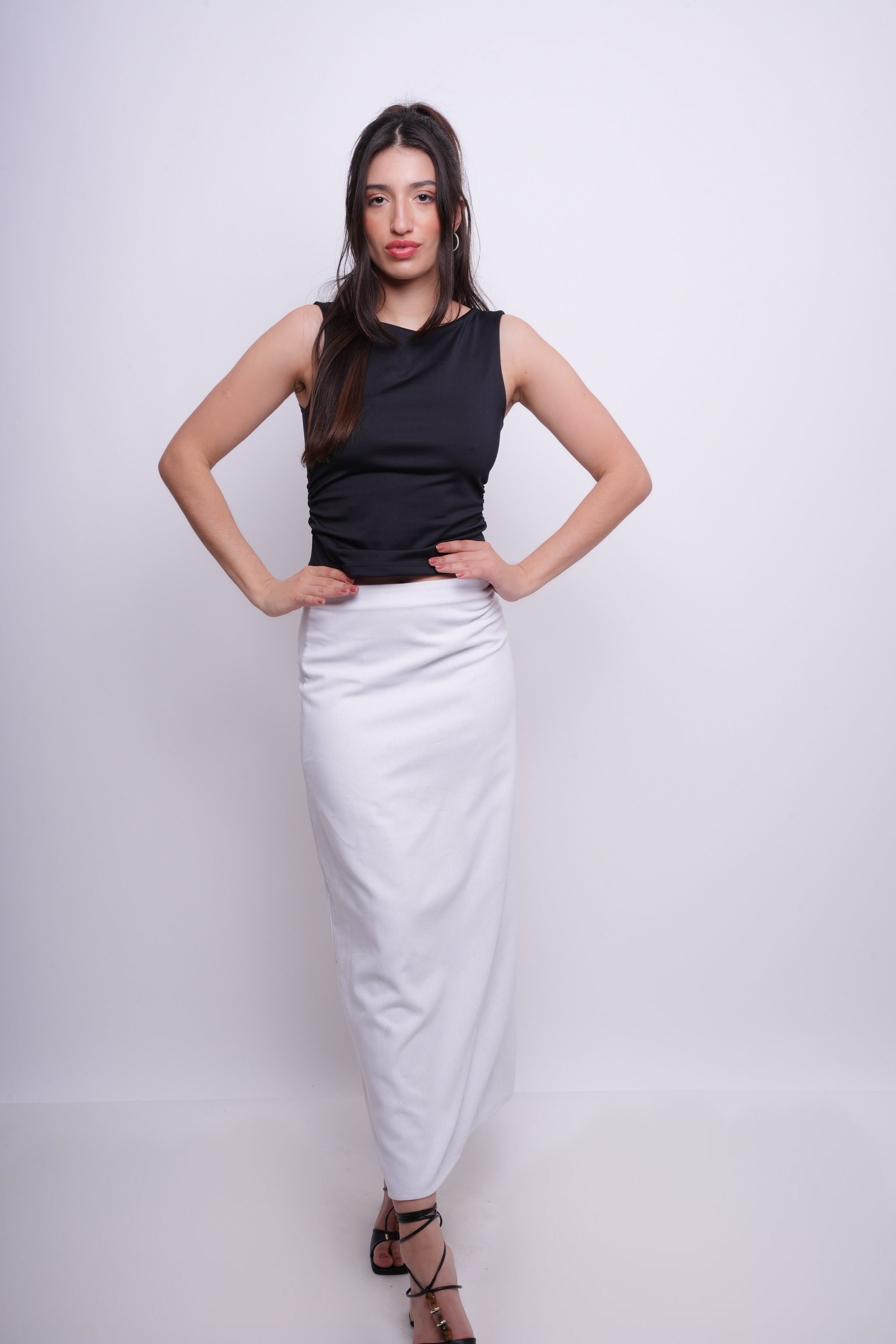 Saia Alongada com Linho