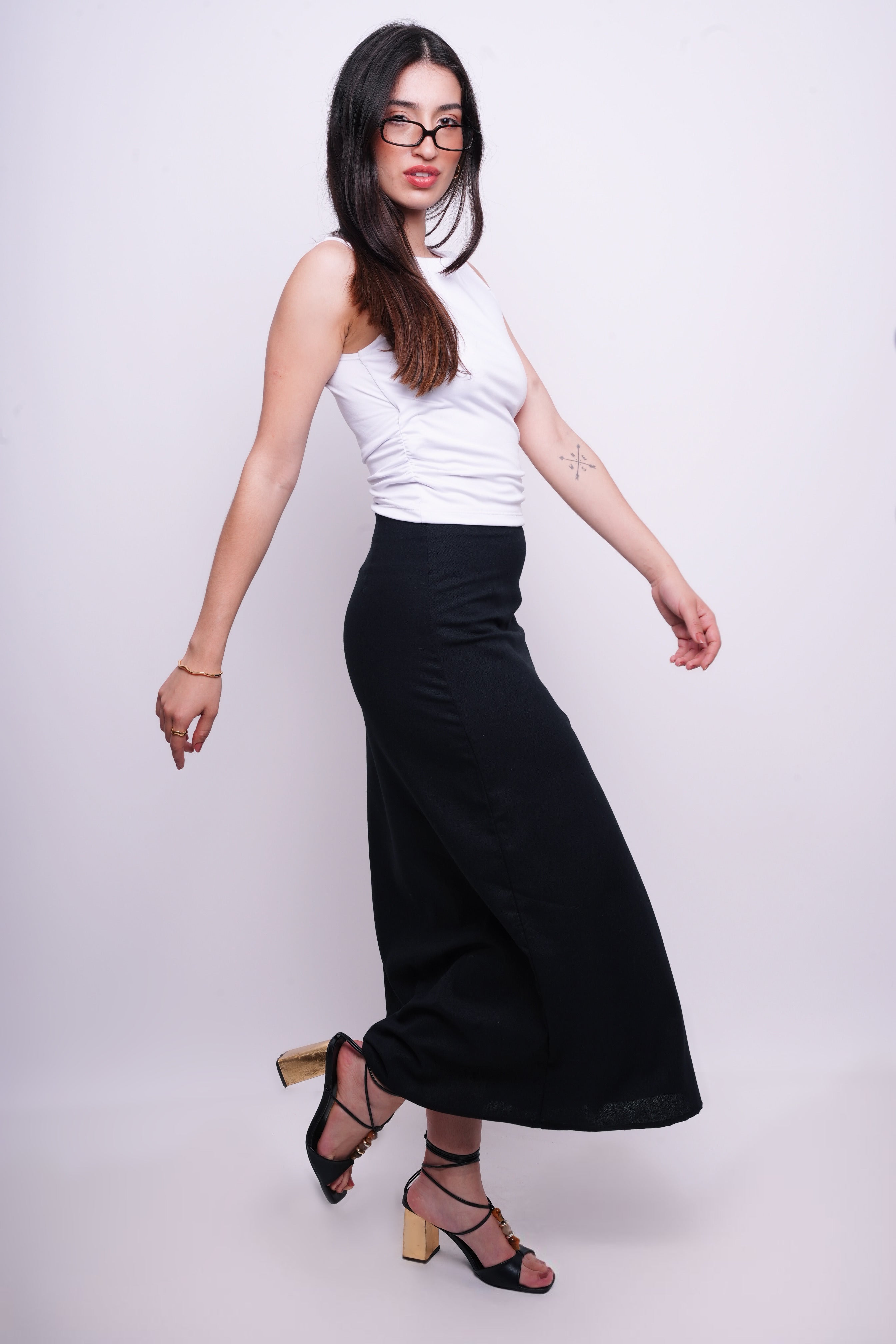 Saia Alongada com Linho