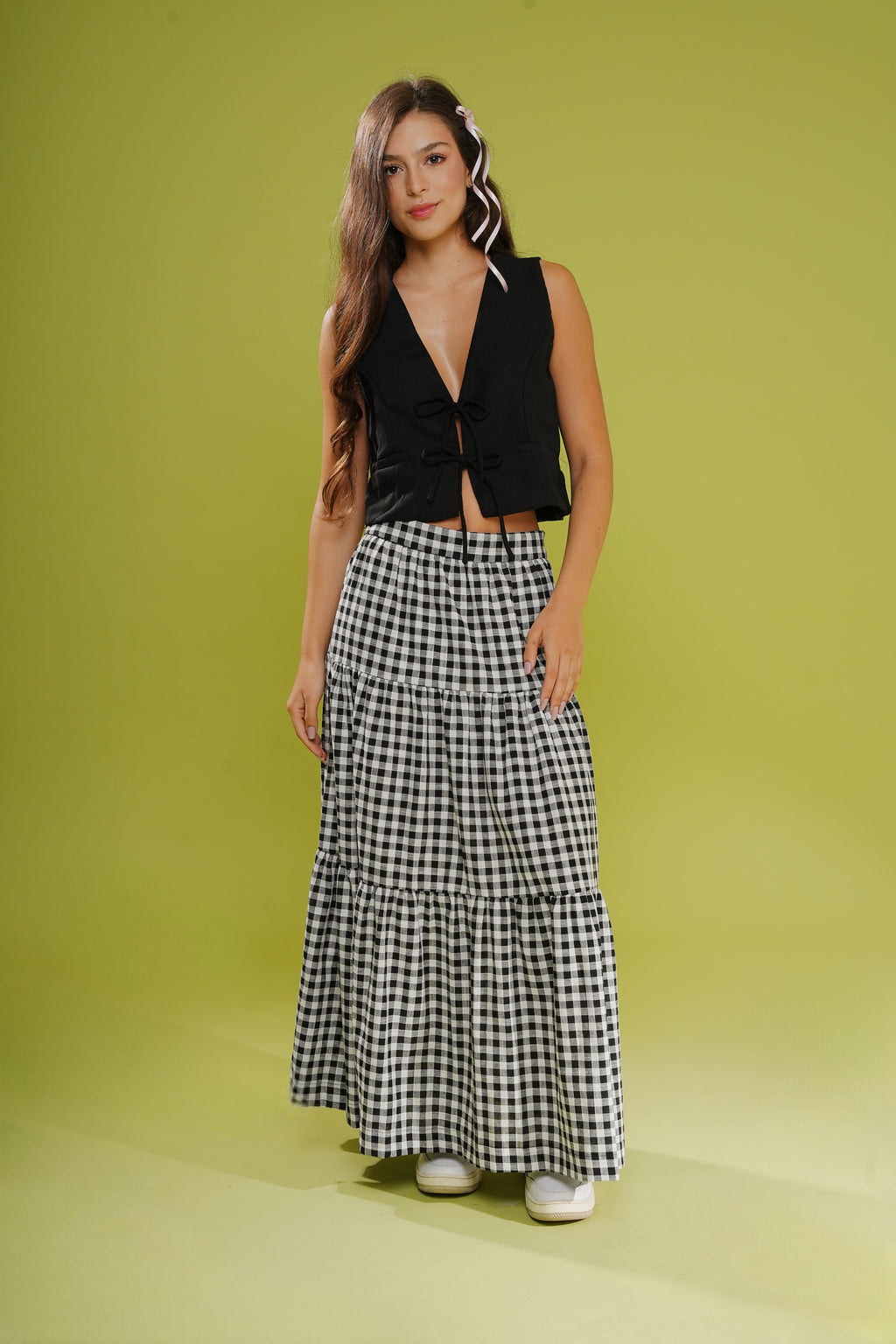 Saia Midi Camadas Xadrez