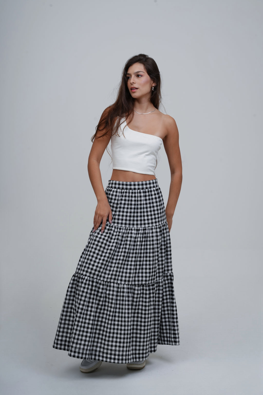 Saia Midi Camadas Xadrez