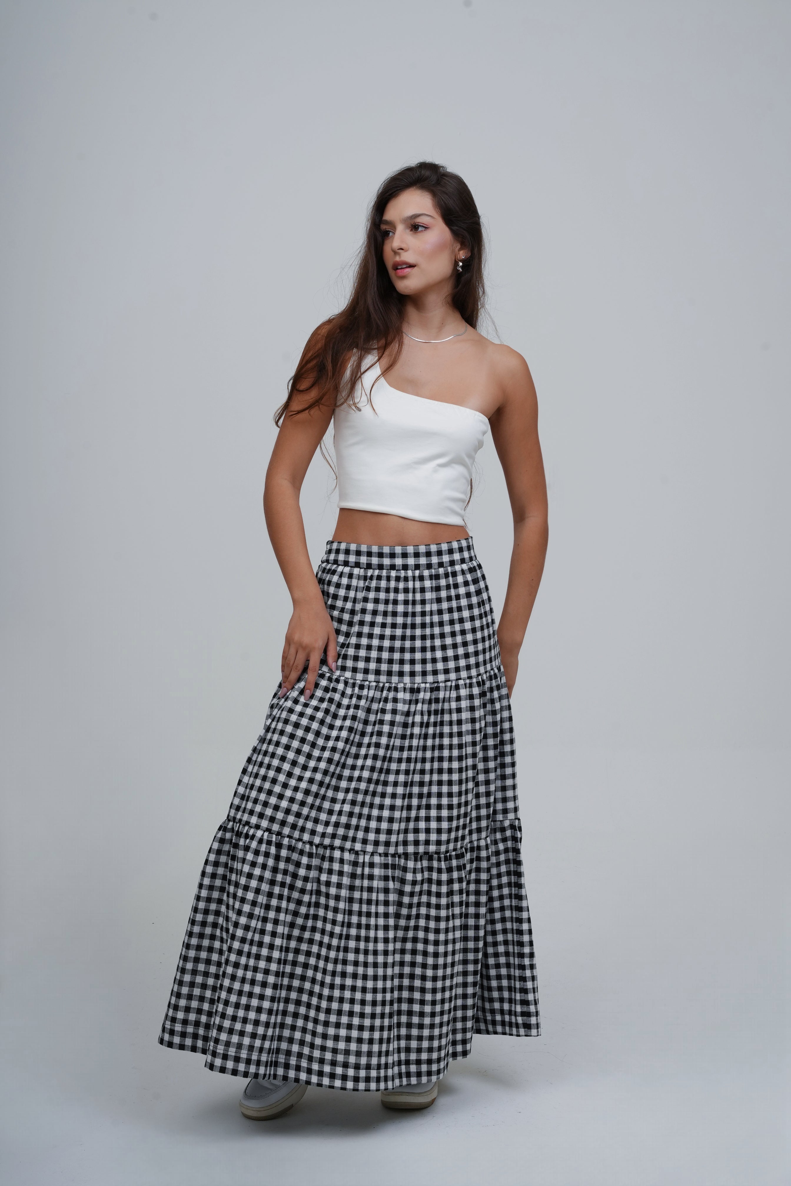 Saia Midi Camadas Xadrez