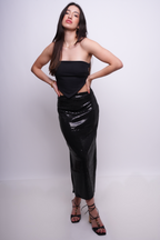 Saia Midi de Paetê com Fenda