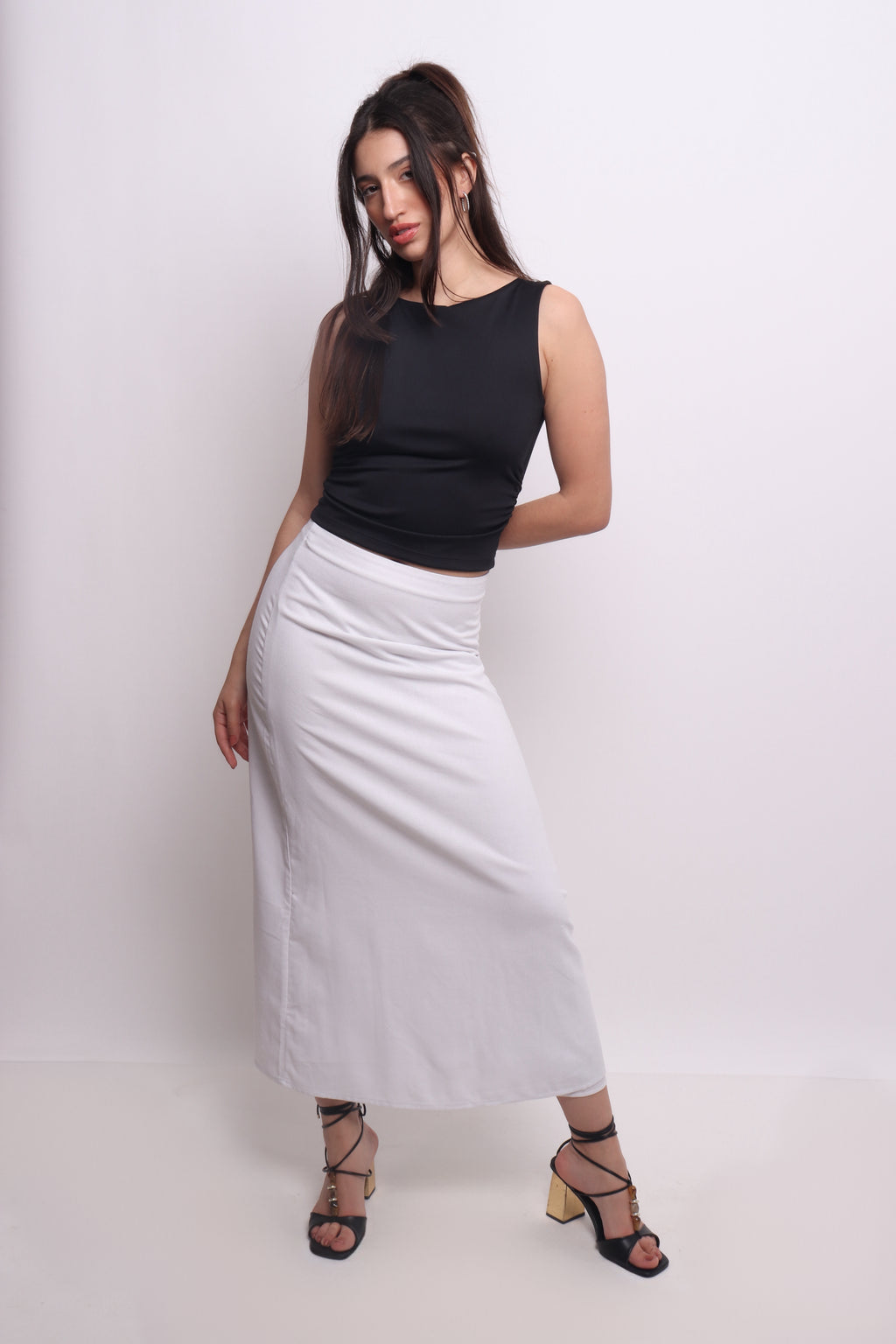 Saia Alongada com Linho