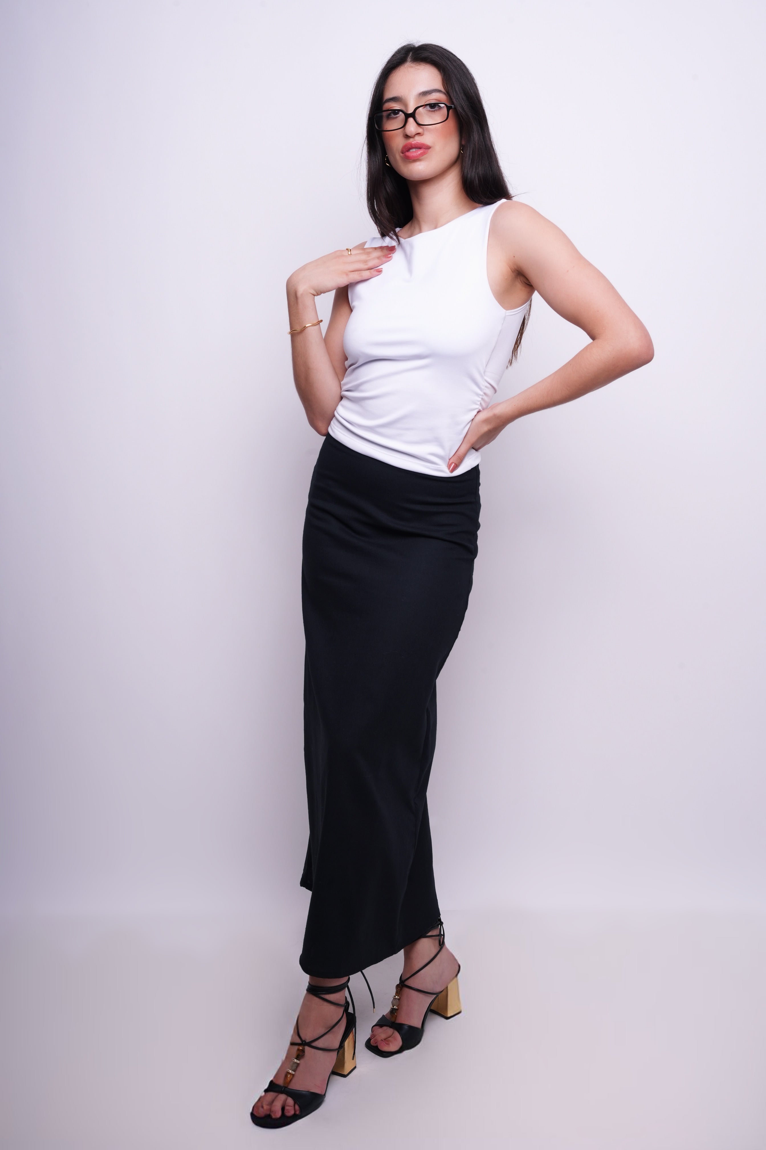 Saia Alongada com Linho