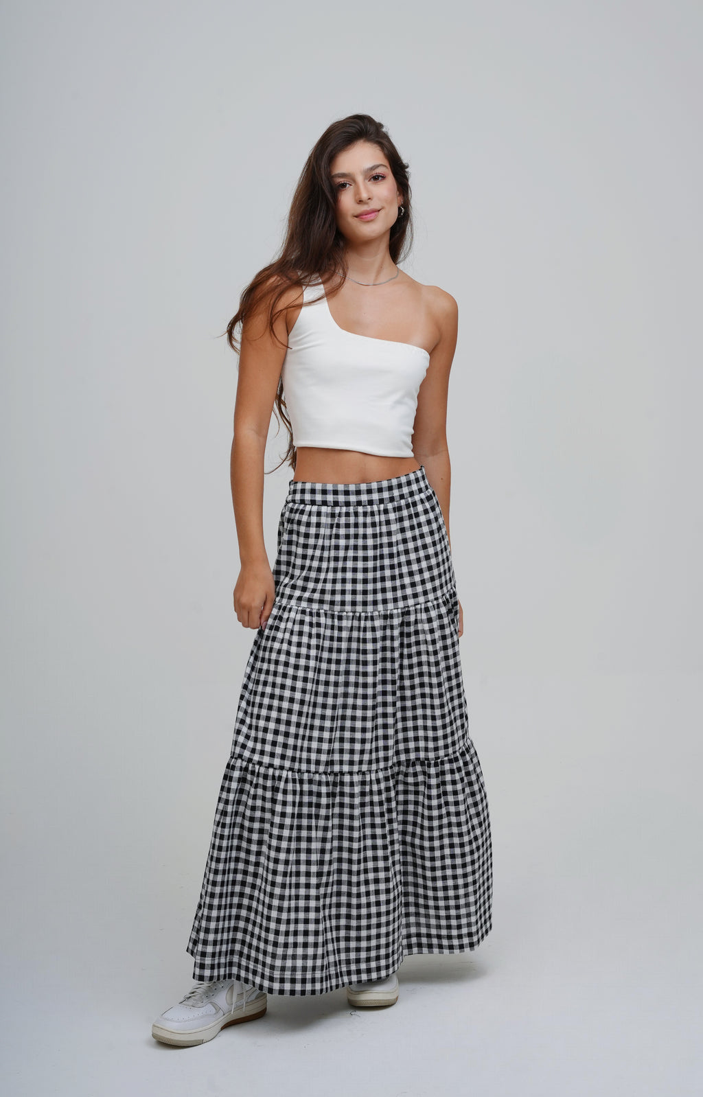 Saia Midi Camadas Xadrez