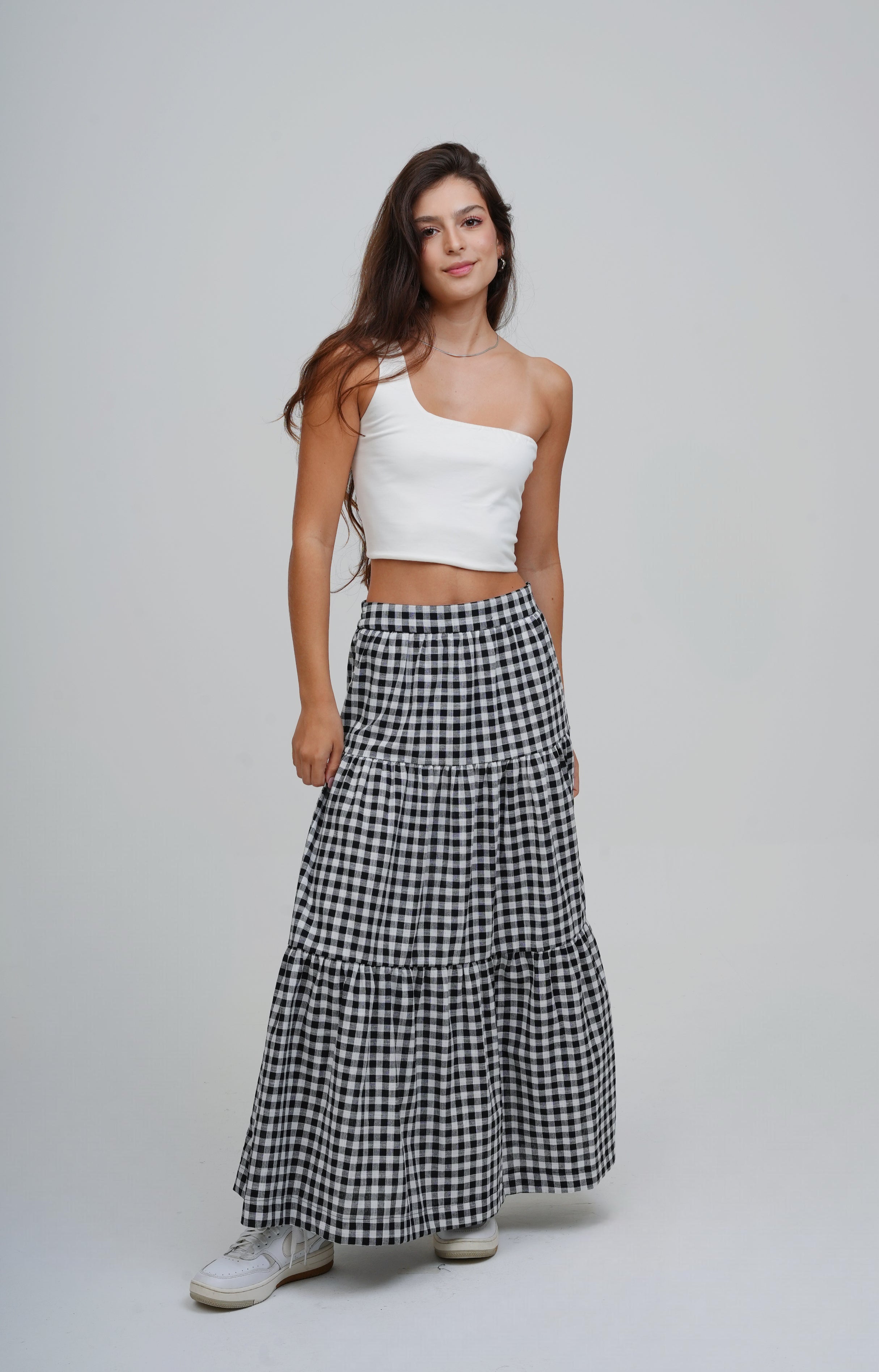 Saia Midi Camadas Xadrez