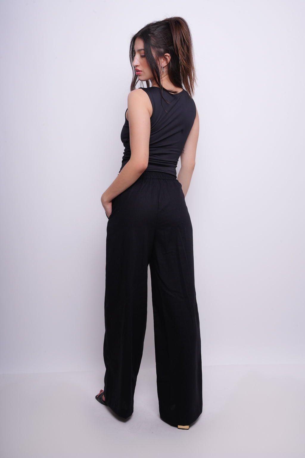 Calça Alfaiataria com Linho Preta