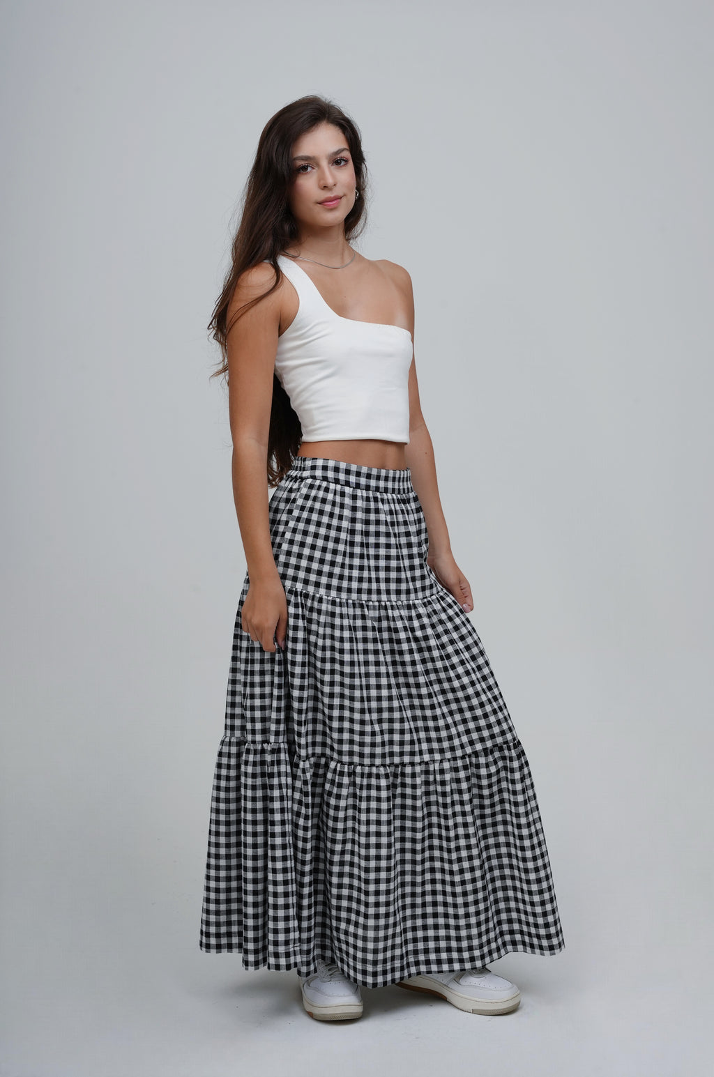 Saia Midi Camadas Xadrez