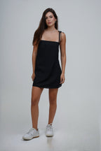 Vestido Curto Laços com Linho