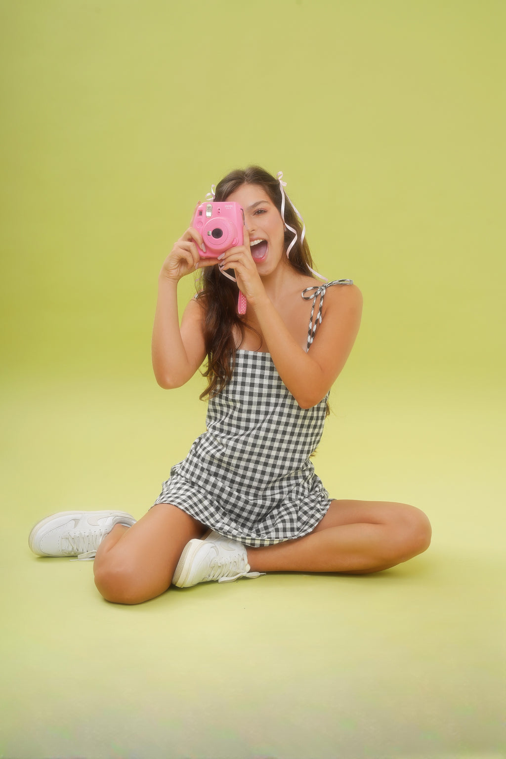 Vestido Curto Laços Xadrez