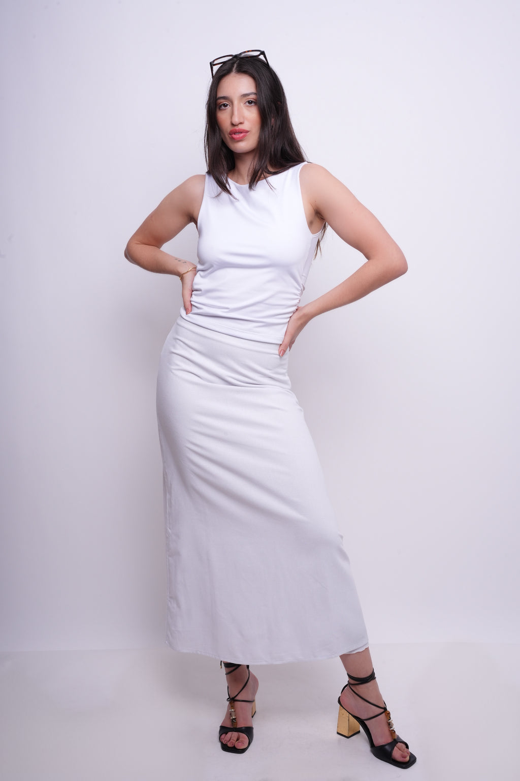 Saia Alongada com Linho