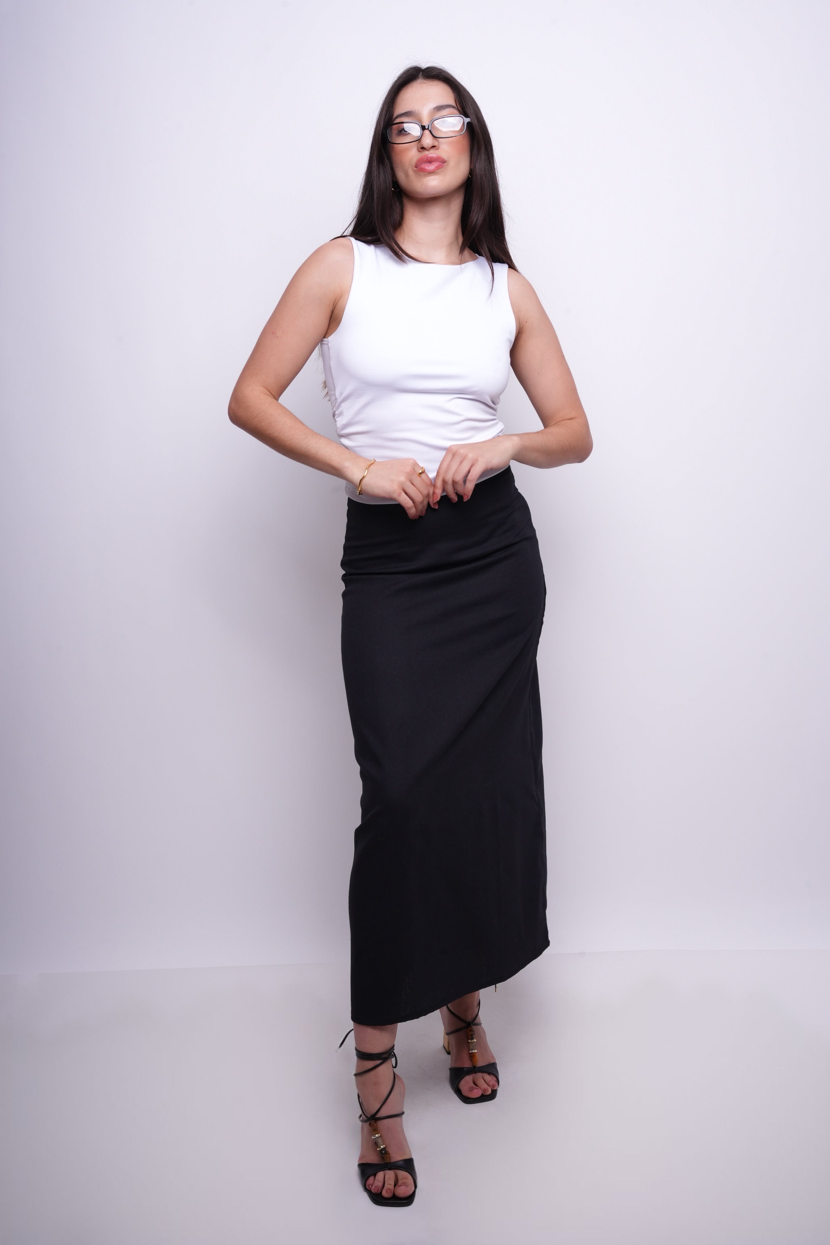 Saia Alongada com Linho