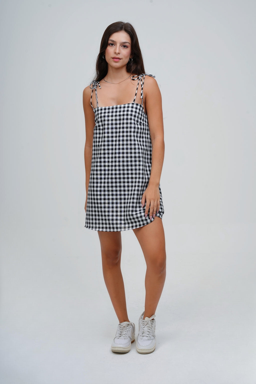 Vestido Curto Laços Xadrez