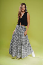 Saia Midi Camadas Xadrez