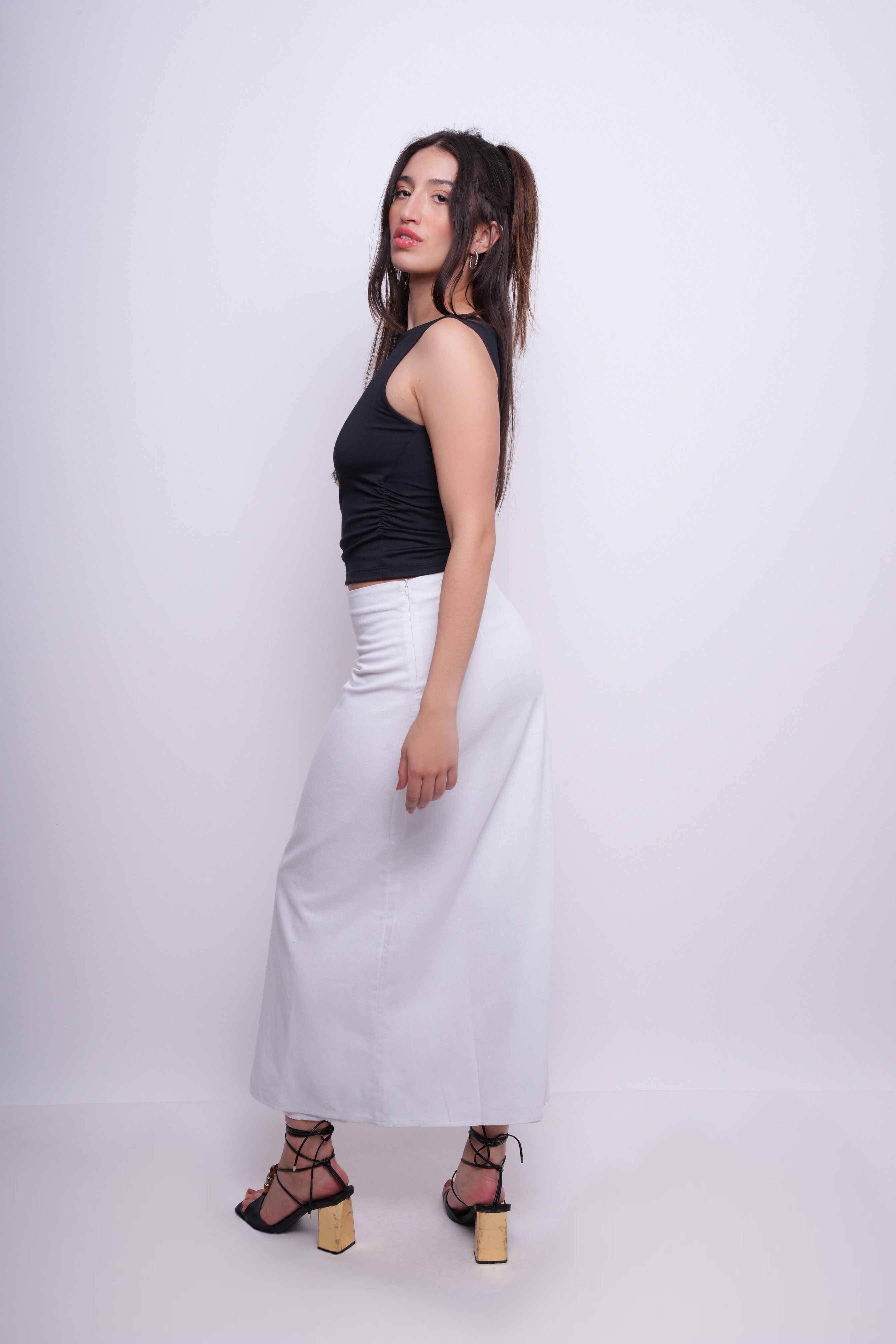 Saia Alongada com Linho