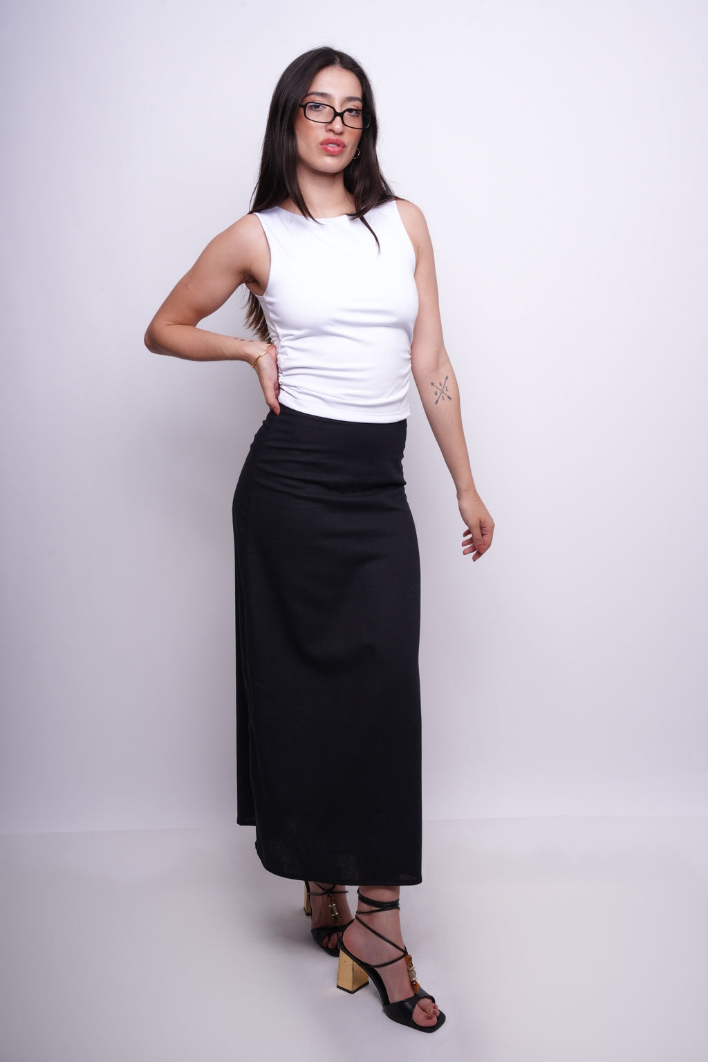 Saia Alongada com Linho