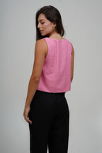 Regata Fenda Lateral com Linho