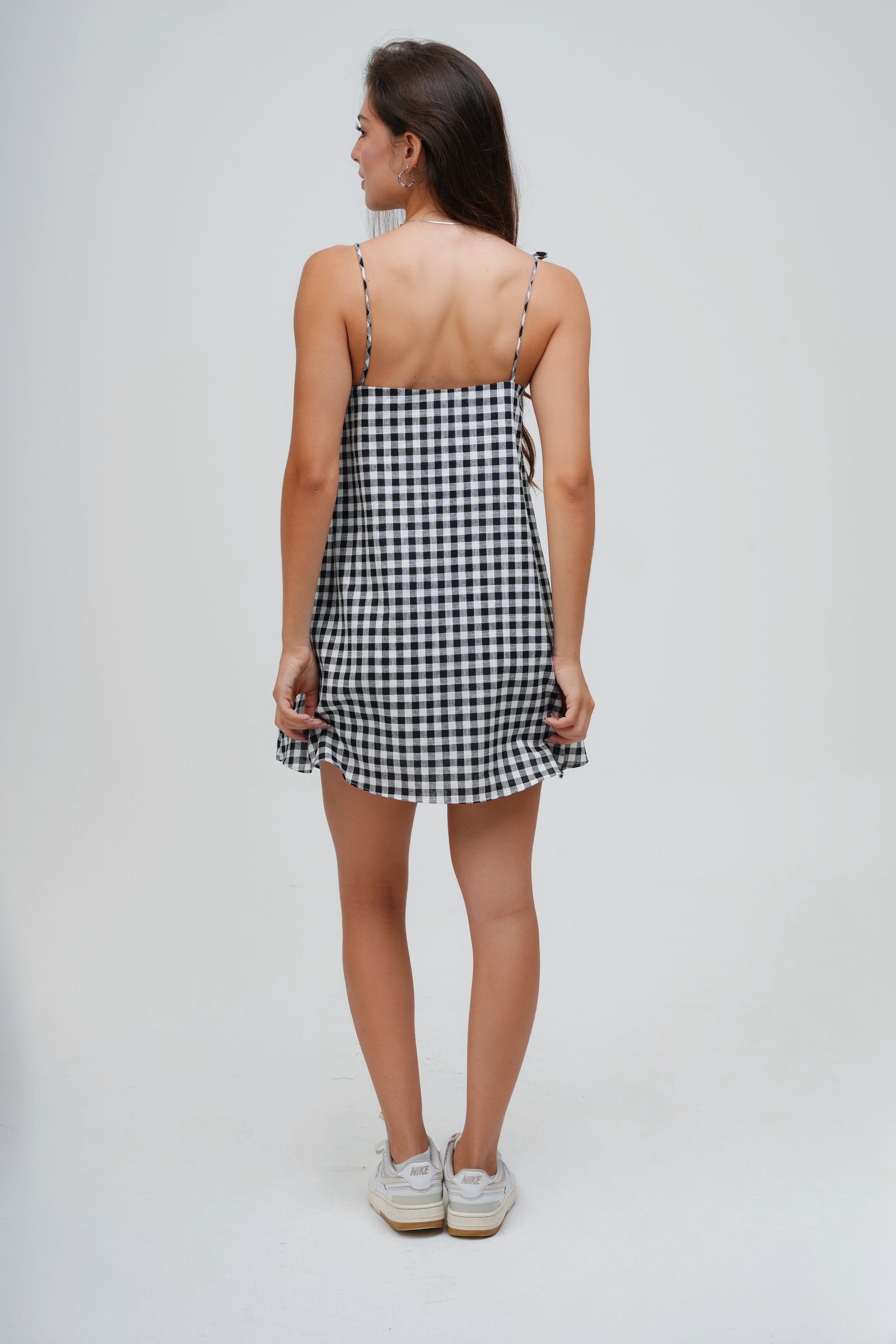 Vestido Curto Laços Xadrez