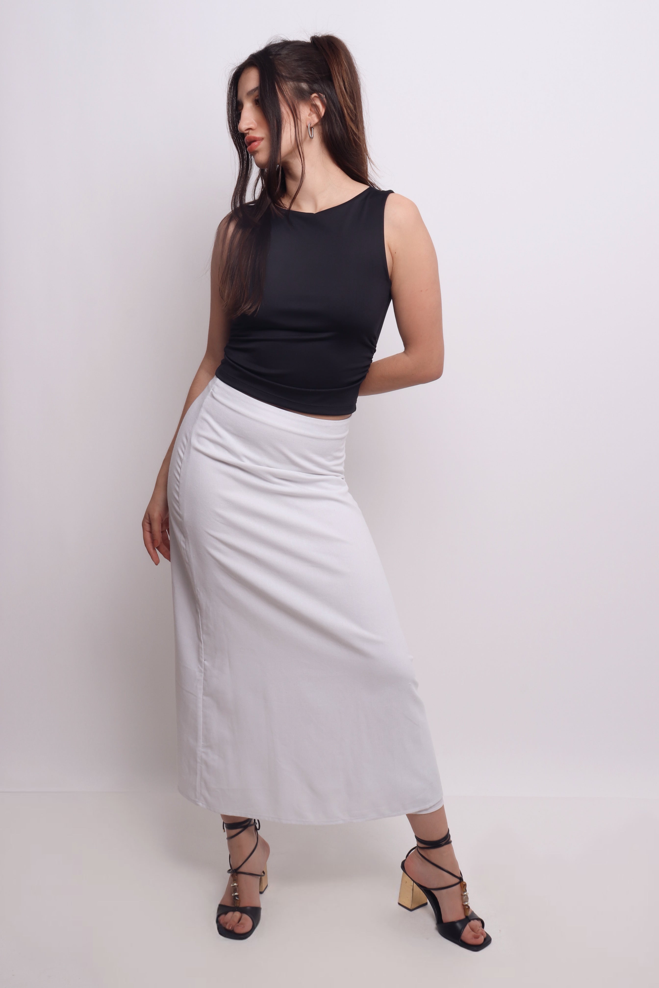 Saia Alongada com Linho
