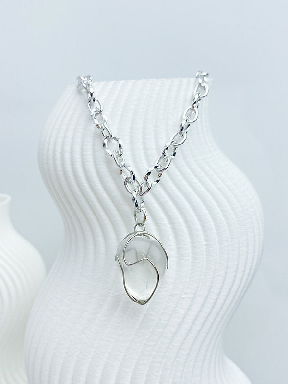 Colar Quartzo Prateado